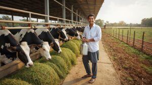 डेअरी फॉर्मिंग बिझनेस (Dairy Farming) कसा सुरू करावा? गायींचे पालन, दूध उत्पादन, नफा गणित, सरकारी अनुदान योजना आणि यशस्वी शेतकऱ्यांची उदाहरणे जाणून घ्या या माहितीपूर्ण मार्गदर्शकात.